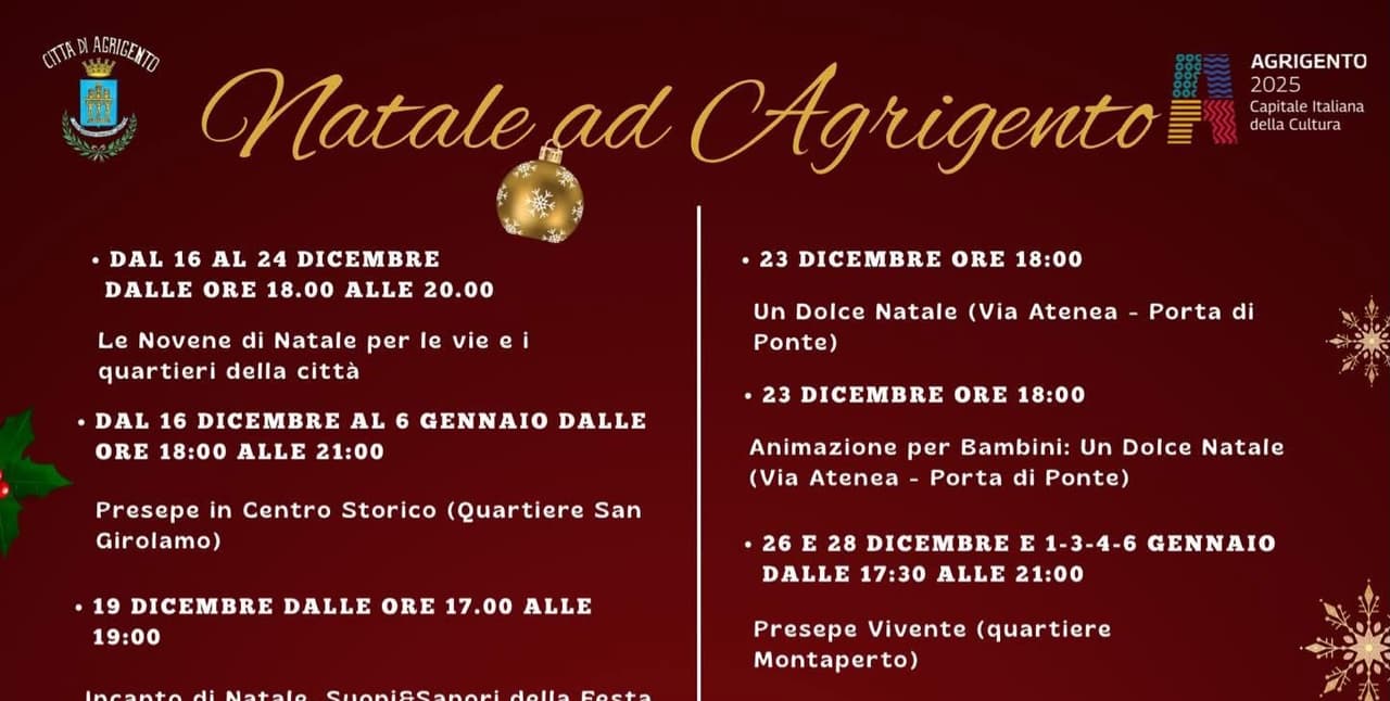 Agrigento, continuano gli eventi di Natale