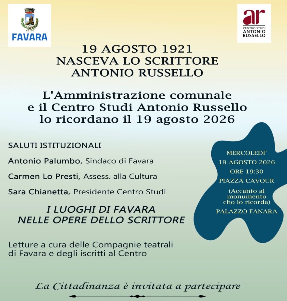 Favara celebra la nascita di Antonio Russello: un viaggio nei luoghi della città attraverso le sue opere